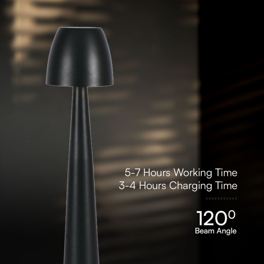 LED Zatemnitvena polnilna namizna svetilka na dotik LED/3W/5V 3000-6000K 1800 mAh črna