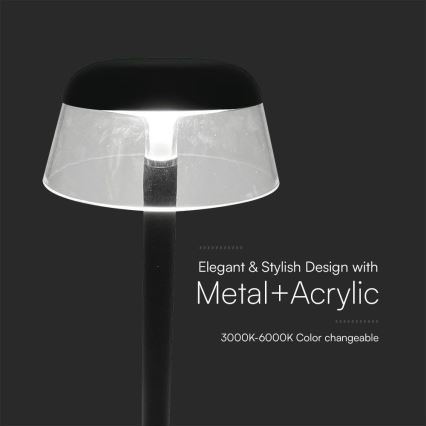 LED Zatemnitvena polnilna namizna svetilka na dotik LED/3W/5V 3000-6000K 1800 mAh črna