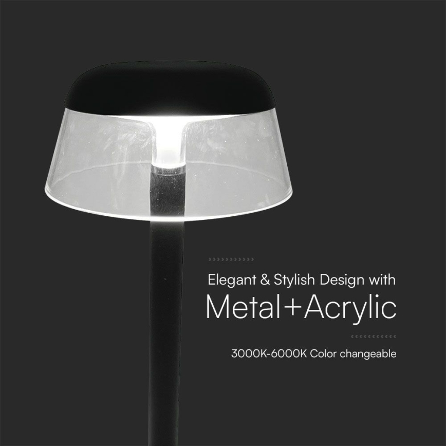 LED Zatemnitvena polnilna namizna svetilka na dotik LED/3W/5V 3000-6000K 1800 mAh črna