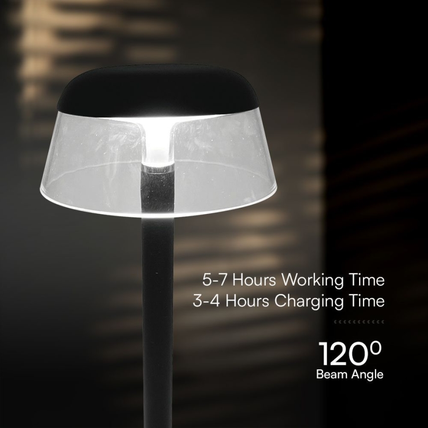 LED Zatemnitvena polnilna namizna svetilka na dotik LED/3W/5V 3000-6000K 1800 mAh črna