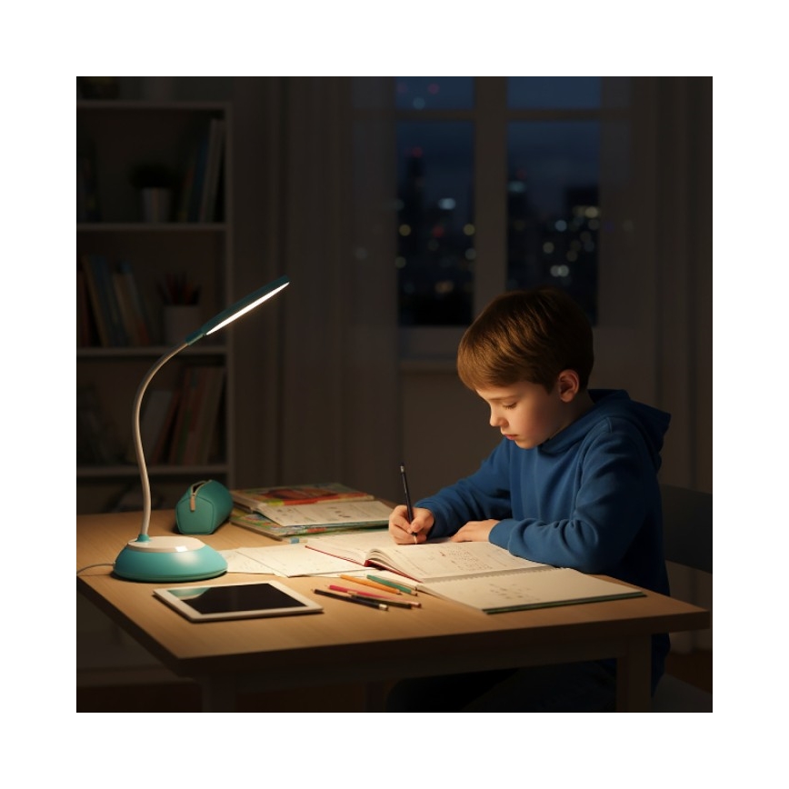 LED Zatemnitvena polnilna namizna svetilka VISUA LED/5W/5V 3000-5000K 1200 mAh modra