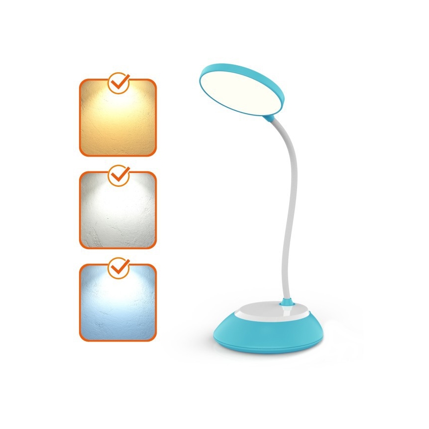 LED Zatemnitvena polnilna namizna svetilka VISUA LED/5W/5V 3000-5000K 1200 mAh modra