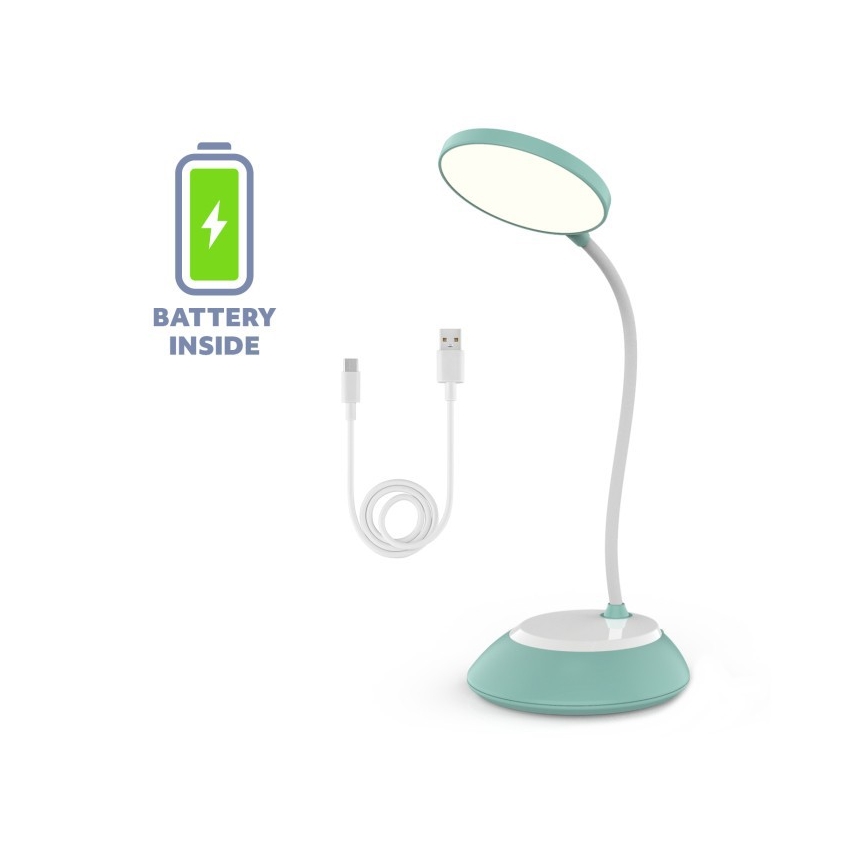 LED Zatemnitvena polnilna namizna svetilka VISUA LED/5W/5V 3000-5000K 1200 mAh turkizna