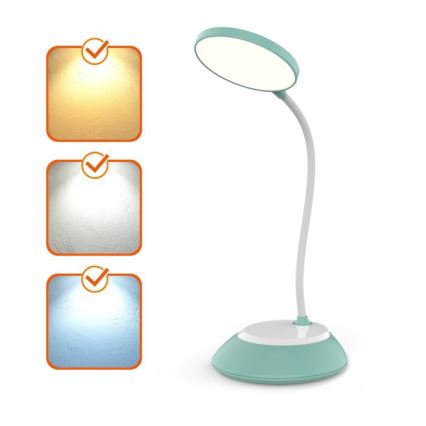LED Zatemnitvena polnilna namizna svetilka VISUA LED/5W/5V 3000-5000K 1200 mAh turkizna