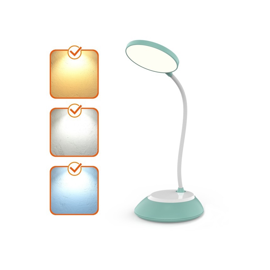 LED Zatemnitvena polnilna namizna svetilka VISUA LED/5W/5V 3000-5000K 1200 mAh turkizna