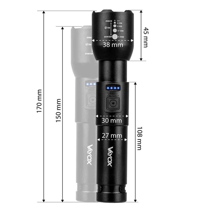 LED Zatemnitvena polnilna svetilka LED/20W/5V IPX4 800 sijajni 2000 mAh