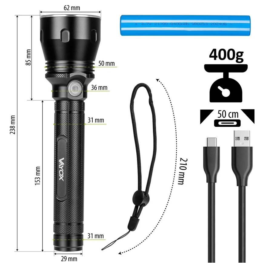 LED Zatemnitvena polnilna svetilka LED/20W/5V IPX5 1570 sijajni 8400 mAh