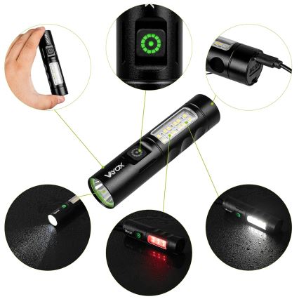 LED Zatemnitvena polnilna svetilka s rdeča luč LED/5W/5V IPX4 250 sijajni 2000 mAh