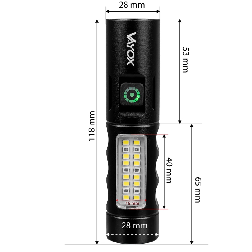 LED Zatemnitvena polnilna svetilka s rdeča luč LED/5W/5V IPX4 250 sijajni 2000 mAh