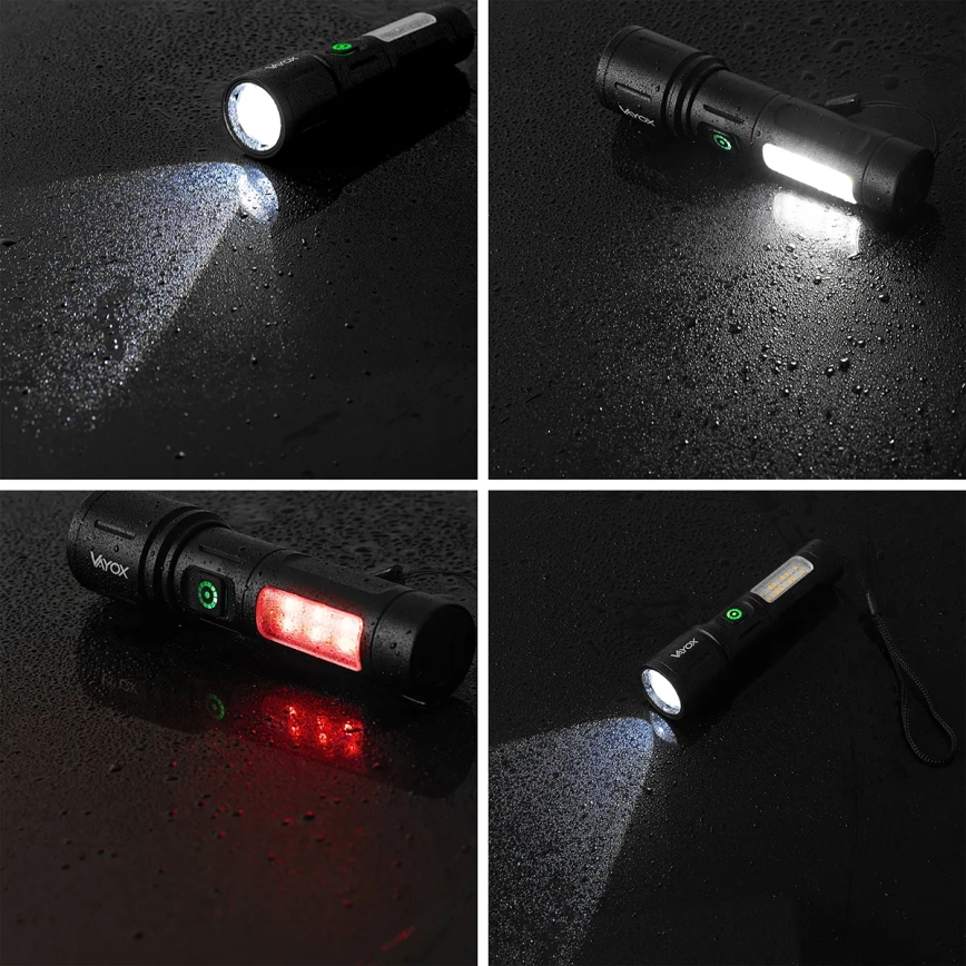 LED Zatemnitvena polnilna svetilka s rdeča luč LED/5W/5V IPX4 260 sijajni 2000 mAh