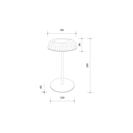 LED Zatemnitvena solarna polnilna namizna svetilka VIVIEN LED/3W/5V 2700K 1600 mAh IP54 črna