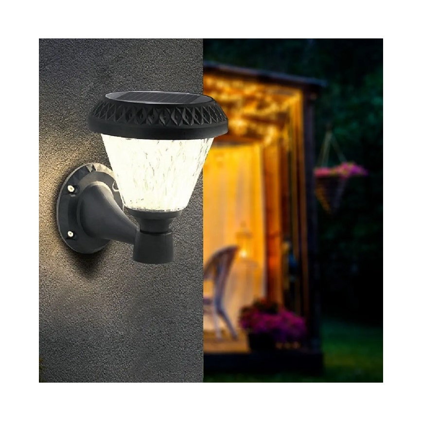 LED Zatemnitvena solarna stenska svetilka LED/0,8W/5,5V 3000/4000/6400K IP44 + Daljinski upravljalnik
