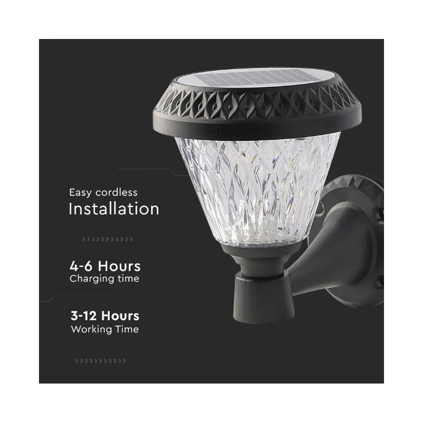 LED Zatemnitvena solarna stenska svetilka LED/0,8W/5,5V 3000/4000/6400K IP44 + Daljinski upravljalnik