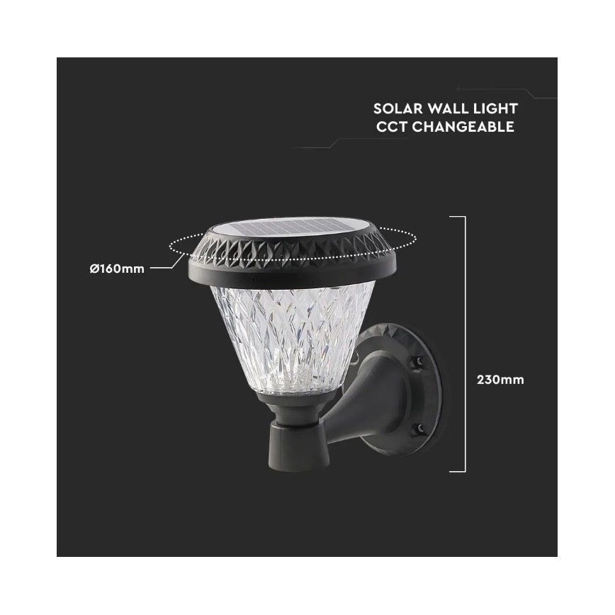 LED Zatemnitvena solarna stenska svetilka LED/0,8W/5,5V 3000/4000/6400K IP44 + Daljinski upravljalnik
