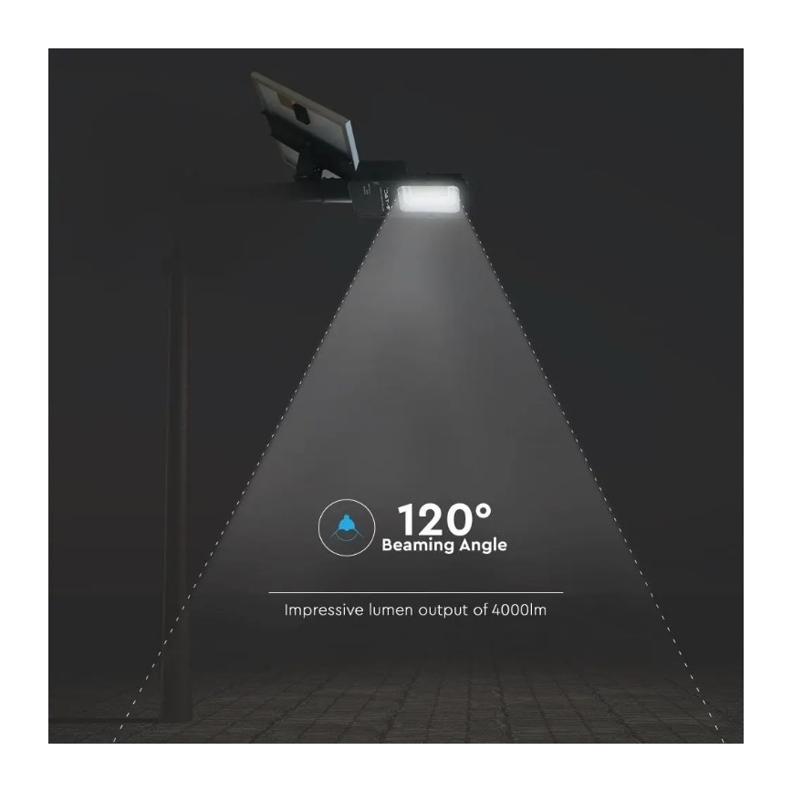 LED Zatemnitvena solarna ulica svetilka LED/50W/6,4V 4000K IP65 50000 mAh + Daljinski upravljalnik