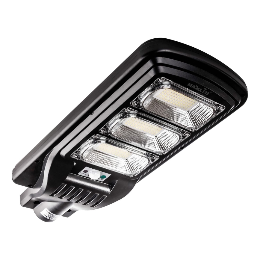 LED Zatemnitvena solarna ulica svetilka s senzorjem LED/180W/6V 6500K IP65 črna + Daljinski upravljalnik