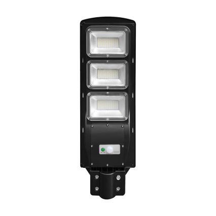LED Zatemnitvena solarna ulična svetilka s senzorjem gibanja in mraka LED/12W/3,2V 6000K IP65 10000 mAh črna + Daljinski upravljalnik