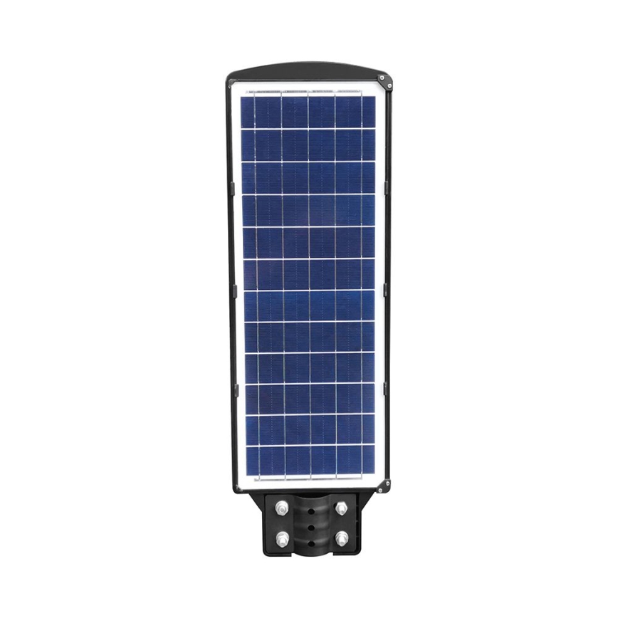 LED Zatemnitvena solarna ulična svetilka s senzorjem gibanja in mraka LED/12W/3,2V 6000K IP65 10000 mAh črna + Daljinski upravljalnik