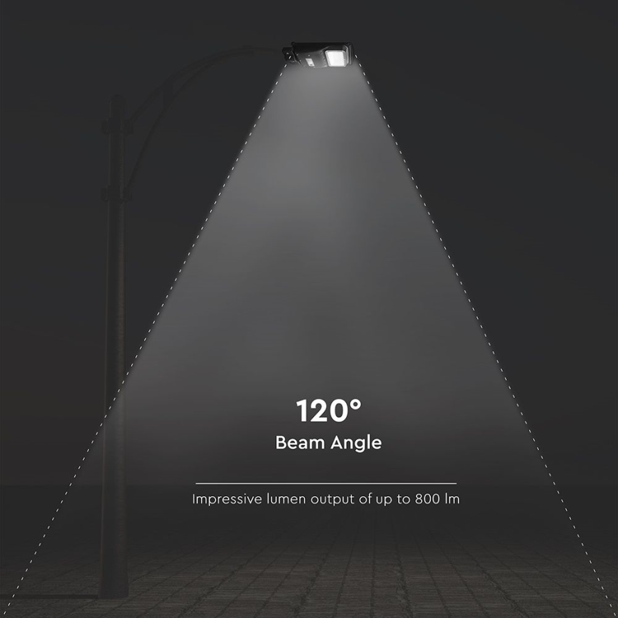 LED Zatemnitvena solarna ulična svetilka s senzorjem gibanja in mraka LED/6W/3,2V 6000K IP65 5000 mAh črna + Daljinski upravljalnik