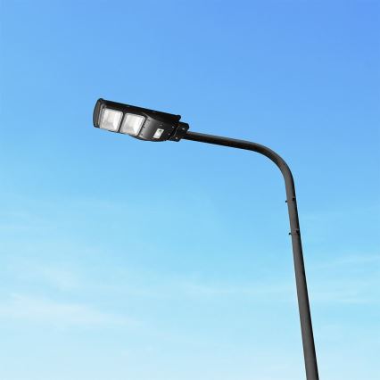 LED Zatemnitvena solarna ulična svetilka s senzorjem gibanja in mraka LED/8W/3,2V 6000K IP65 9000 mAh črna + Daljinski upravljalnik