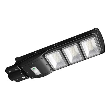 LED Zatemnitvena solarna ulična svetilka s senzorjem gibanja in mraka LED/12W/3,2V 6000K IP65 10000 mAh črna + Daljinski upravljalnik