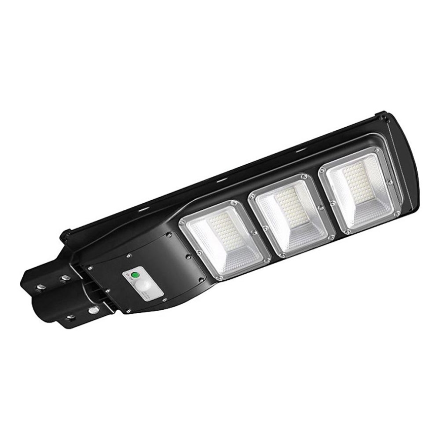 LED Zatemnitvena solarna ulična svetilka s senzorjem gibanja in mraka LED/12W/3,2V 6000K IP65 10000 mAh črna + Daljinski upravljalnik