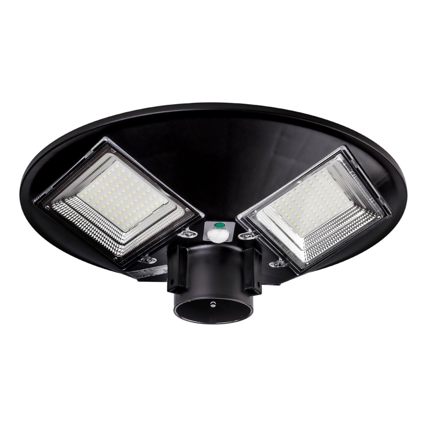 LED Zatemnitvena solarna ulična svetilka s senzorjem LED/15W/6V 11000 mAh 6500K IP65 črna + Daljinski upravljalnik