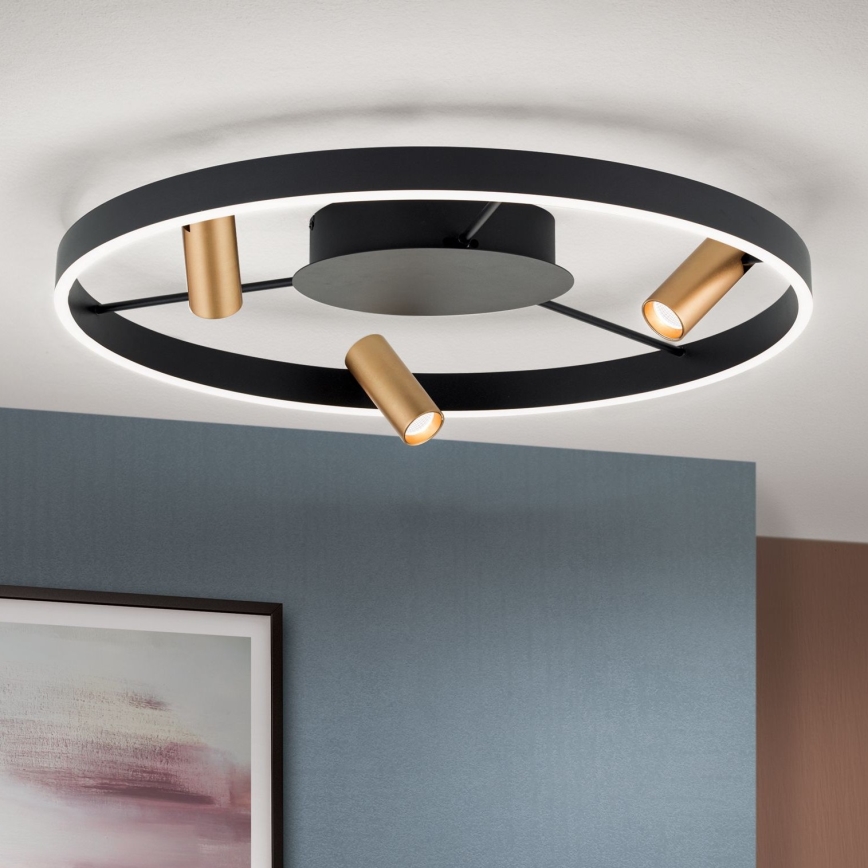 LED Zatemnitvena stropna svetilka BERLIN LED/50W/230V črna/zlata