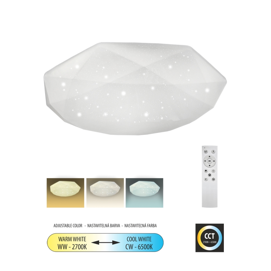 LED Zatemnitvena stropna svetilka INDUS LED/60W/230V 2700-6500K pr. 58 cm + Daljinski upravljalnik