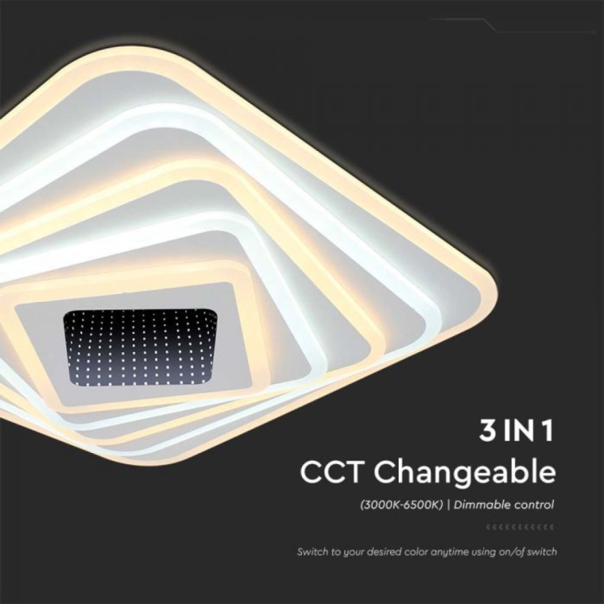 LED Zatemnitvena stropna svetilka LED/150W/230V 3000-6500K 51x51 cm + Daljinski upravljalnik