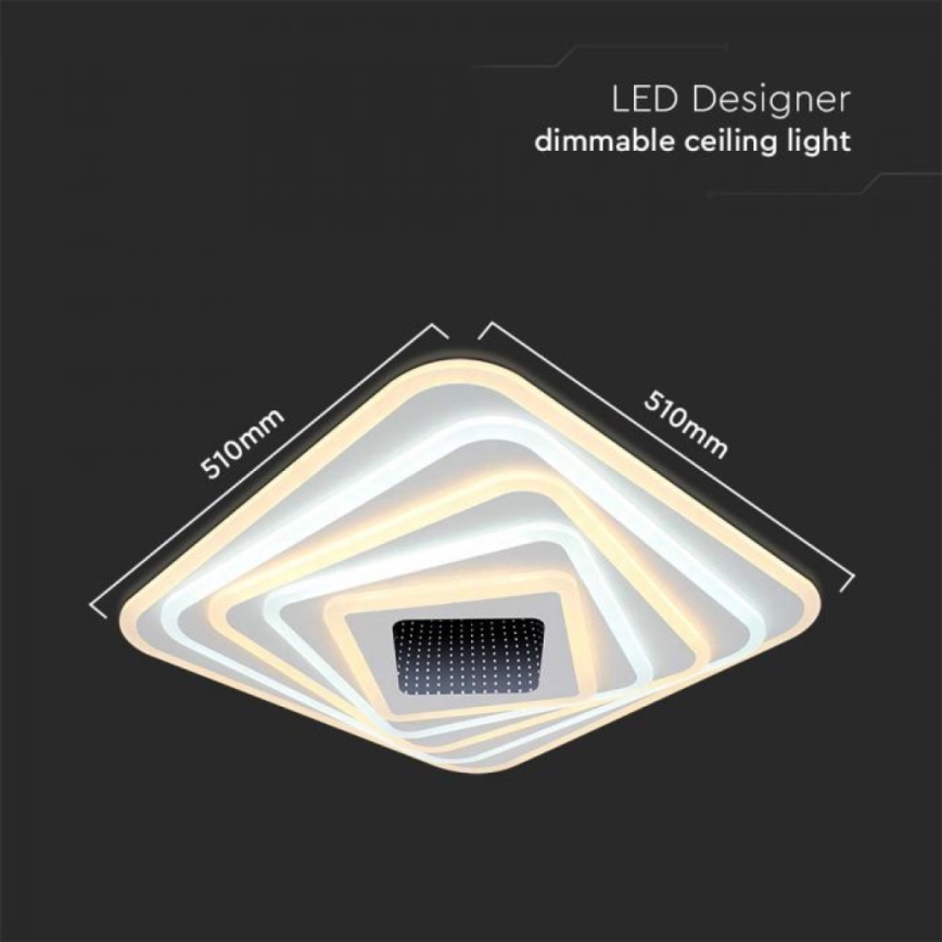 LED Zatemnitvena stropna svetilka LED/150W/230V 3000-6500K 51x51 cm + Daljinski upravljalnik