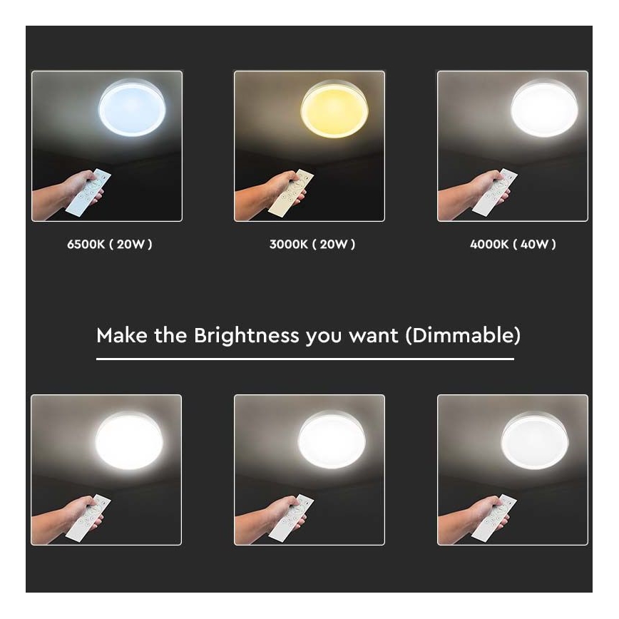 LED Zatemnitvena stropna svetilka LED/40W/230V 3000K/4000K/6500K + Daljinski upravljalnik