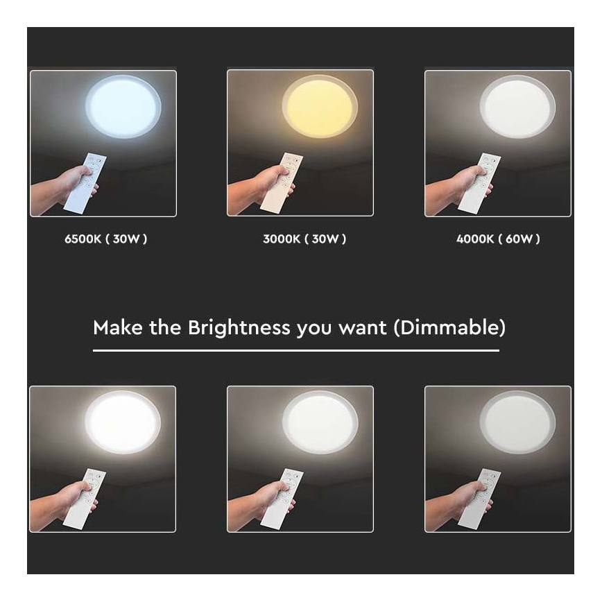 LED Zatemnitvena stropna svetilka LED/40W/230V 3000K/4000K/6500K + Daljinski upravljalnik