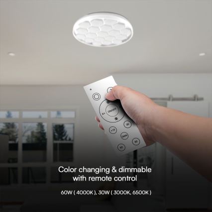 LED Zatemnitvena stropna svetilka LED/60W/230V 3000/4000/6500K pr. 49 cm + Daljinski upravljalnik