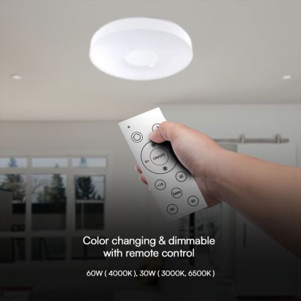 LED Zatemnitvena stropna svetilka LED/60W/230V 3000-6500K 49,5 cm bela + Daljinski upravljalnik