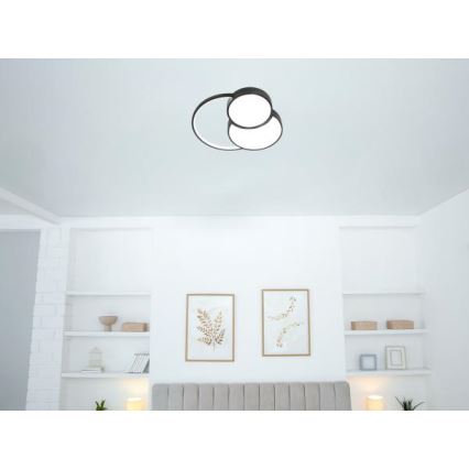 LED Zatemnitvena stropna svetilka LED/60W/230V 3000-6500K črna + Daljinski upravljalnik