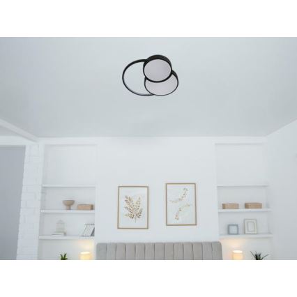 LED Zatemnitvena stropna svetilka LED/60W/230V 3000-6500K črna + Daljinski upravljalnik
