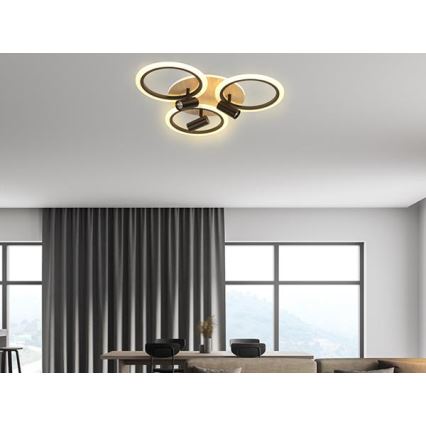 LED Zatemnitvena stropna svetilka LED/70W/230V 3000-6500K črna/rjava + Daljinski upravljalnik