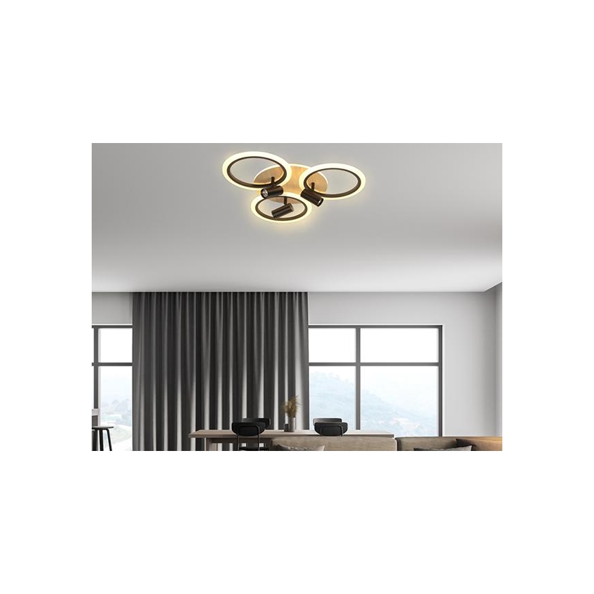 LED Zatemnitvena stropna svetilka LED/70W/230V 3000-6500K črna/rjava + Daljinski upravljalnik