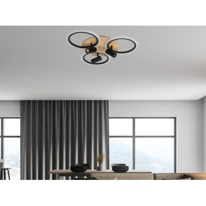 LED Zatemnitvena stropna svetilka LED/70W/230V 3000-6500K črna/rjava + Daljinski upravljalnik