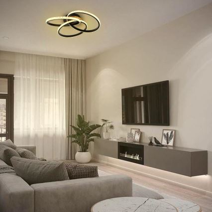 LED Zatemnitvena stropna svetilka LED/70W/230V 3000-6500K črna + Daljinski upravljalnik
