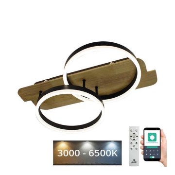 LED Zatemnitvena stropna svetilka LED/70W/230V 3000-6500K hrast + Daljinski upravljalnik