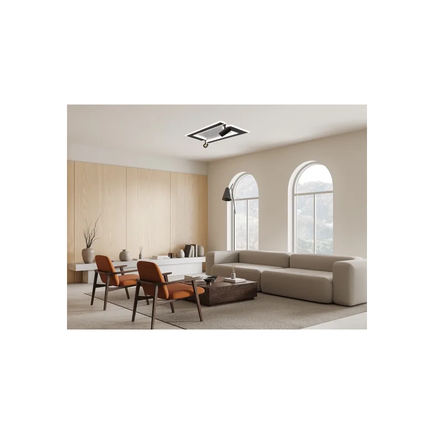 LED Zatemnitvena stropna svetilka LED/80W/230V 3000-6500K črna + Daljinski upravljalnik