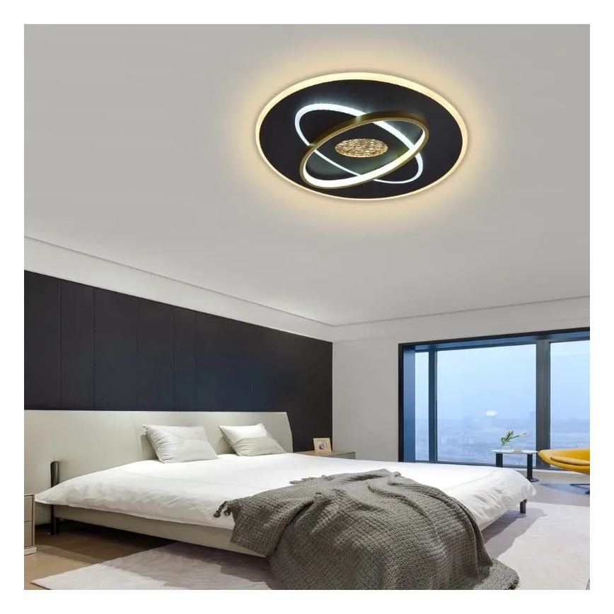 LED Zatemnitvena stropna svetilka LED/80W/230V 3000-6500K črna + Daljinski upravljalnik