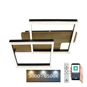 LED Zatemnitvena stropna svetilka LED/85W/230V 3000-6500K hrast + Daljinski upravljalnik