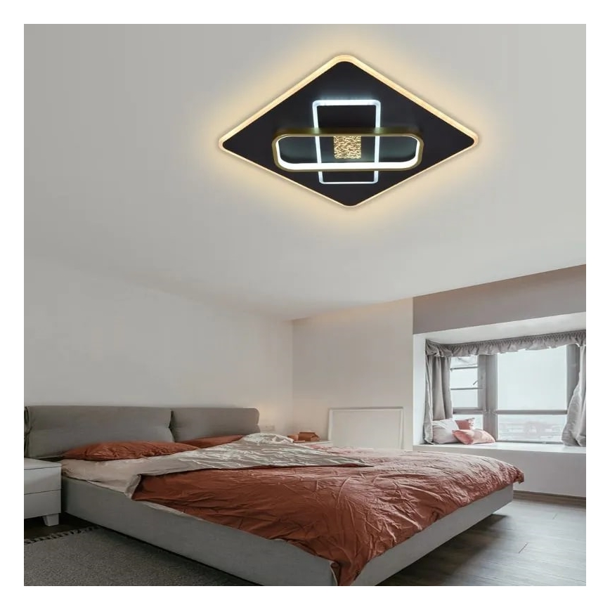 LED Zatemnitvena stropna svetilka LED/90W/230V 3000-6500K črna + Daljinski upravljalnik
