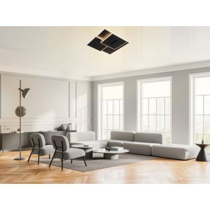 LED Zatemnitvena stropna svetilka LED/95W/230V 3000-6500K črna + Daljinski upravljalnik