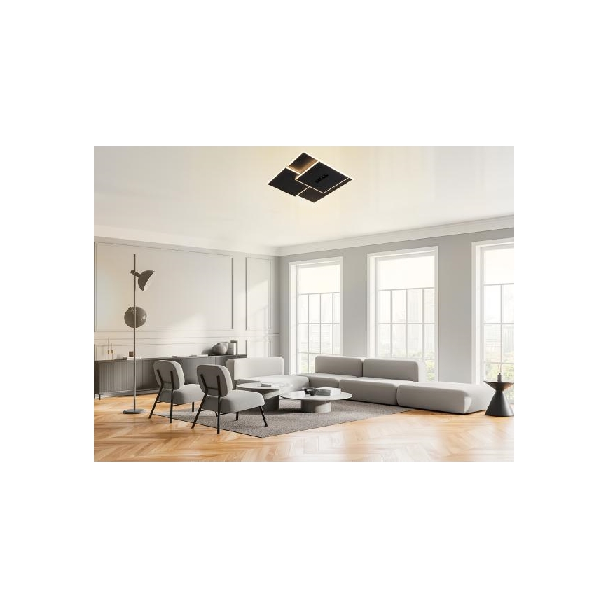 LED Zatemnitvena stropna svetilka LED/95W/230V 3000-6500K črna + Daljinski upravljalnik