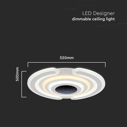 LED Zatemnitvena stropna svetilka LED/95W/230V 3000-6500K + Daljinski upravljalnik