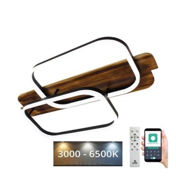 LED Zatemnitvena stropna svetilka LED/95W/230V 3000-6500K hrast + Daljinski upravljalnik